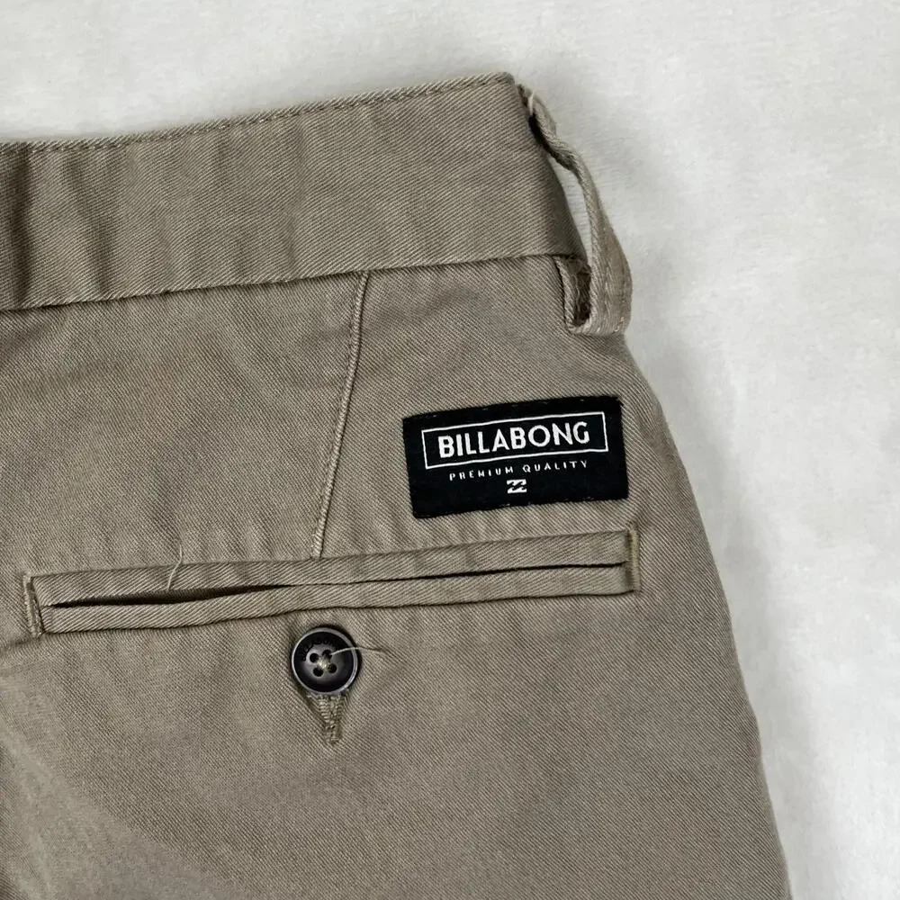 Billabong Shorts Mens 28 Beige Chino Canvas Flat Front 8 Inseam Beach Casual